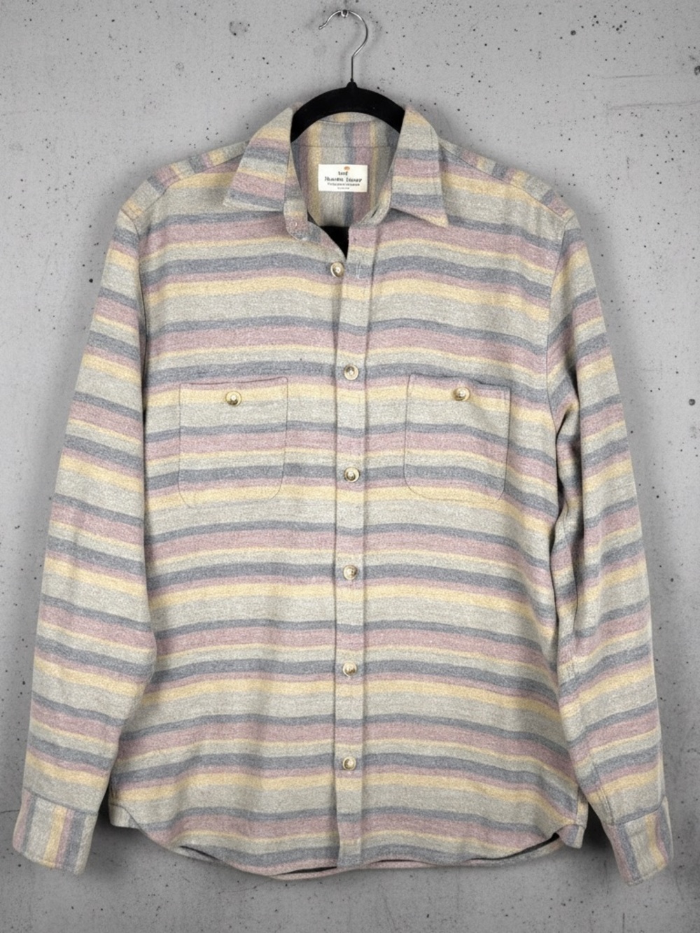 Marine Layer Vicente Overshirt Flannel Cotton Wool Multi Stripe Button Up